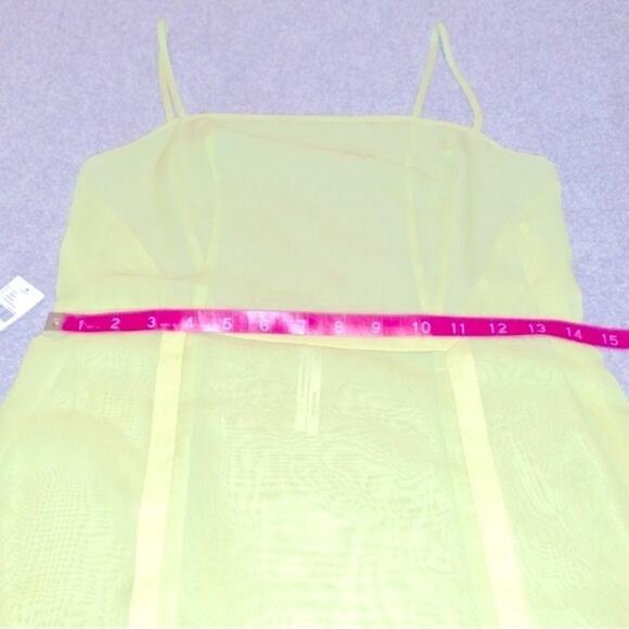 BY ANTHROPOLOGIE Y2K Fully Sheer Slip Dress Sz. 4 Chartreuse Feminine Coquette - Picture 8 of 12